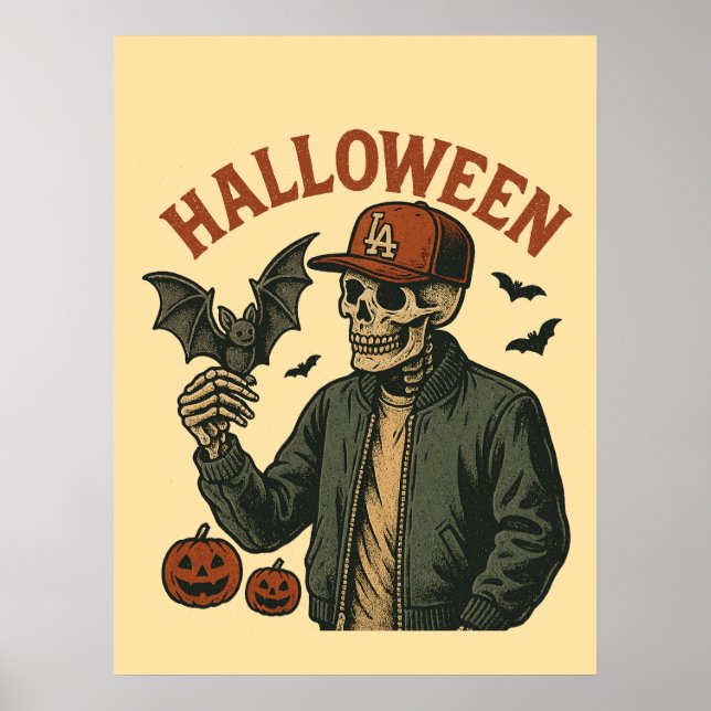 Halloween Vintage - Spooky Skeleton  Poster (Front)