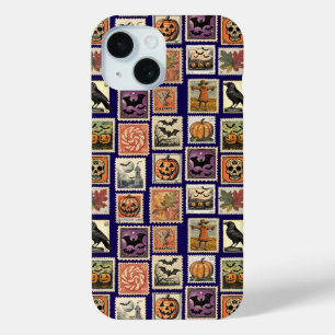 Halloween Vintage Stamp Pattern iPhone 15 Case