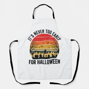 Halloween Vintage Sunset Graveyard Cat Vector Desi Apron