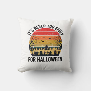 Halloween Vintage Sunset Graveyard Cat Vector Desi Cushion