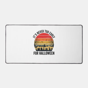 Halloween Vintage Sunset Graveyard Cat Vector Desi Desk Mat