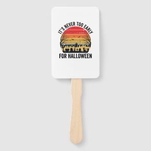 Halloween Vintage Sunset Graveyard Cat Vector Desi Hand Fan