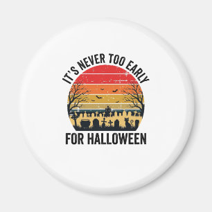 Halloween Vintage Sunset Graveyard Cat Vector Desi Magnet