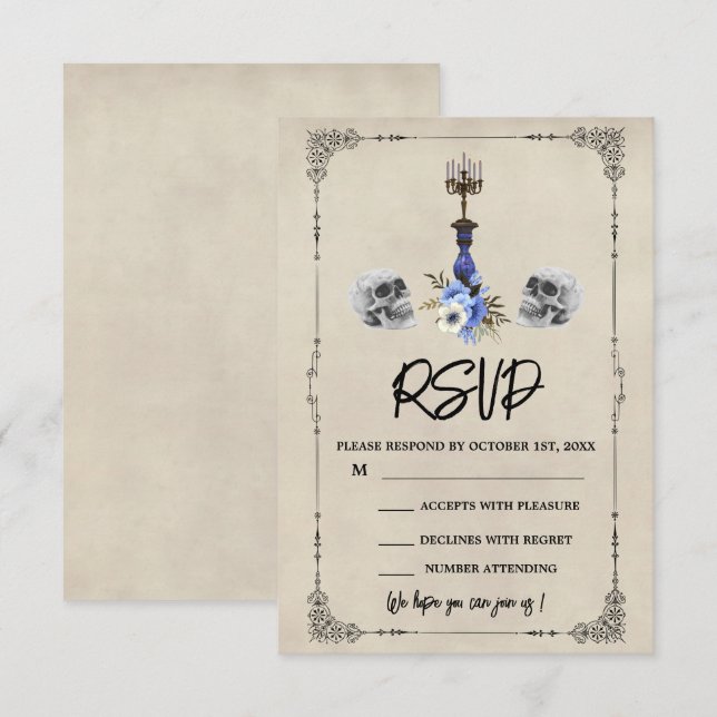 Halloween Vintage Wedding  RSVP Card (Front/Back)