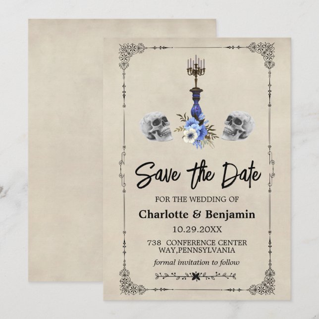 Halloween Vintage Wedding Save The Date (Front/Back)