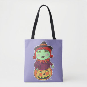 Halloween Vintage Witch Classic Retro Purple Tote Bag