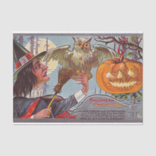 Halloween vintage witch pumpkin owl party tissue paper