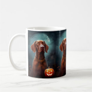 Halloween Vizsla With Pumpkins Scary Coffee Mug