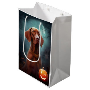 Halloween Vizsla With Pumpkins Scary Medium Gift Bag