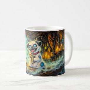 Halloween Voodoo Pug in Mystic Hut Coffee Mug