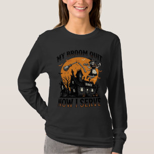 Halloween Waitress Shirt Broom Broke Humor_1