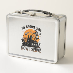 Halloween Waitress Shirt Broom Broke Humor_1 Metal Lunch Box