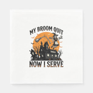 Halloween Waitress Shirt Broom Broke Humor_1 Napkin