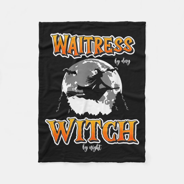 Halloween Waitress Witch, Funny Cute Restaurant Se Fleece Blanket (Front)
