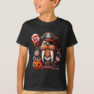 Halloween Walrus Pirate Eye Patch Candy Bag T-Shirt