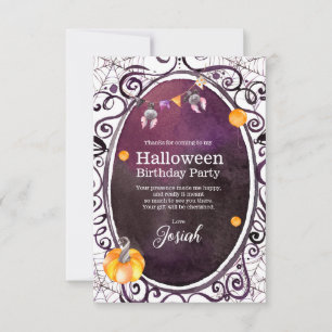 Halloween Watercolor Birthday Thank You Card