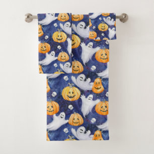 Halloween Watercolor Pattern Bath Towel Set
