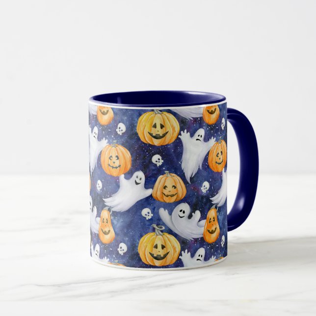 Halloween Watercolor Pattern Mug (Front Right)