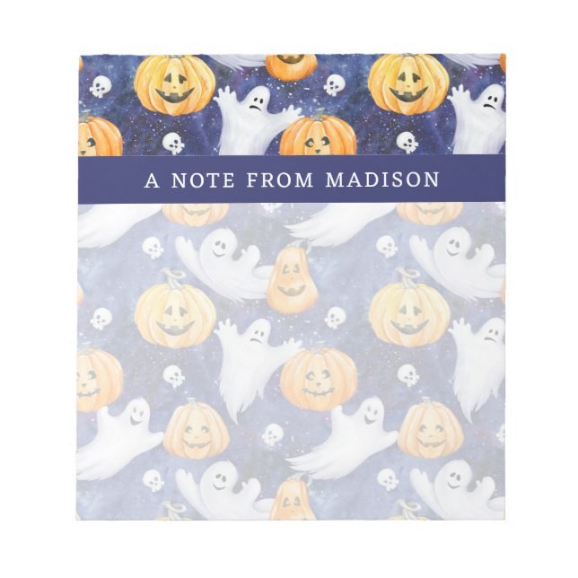 Halloween Watercolor Pattern Notepad (Front)