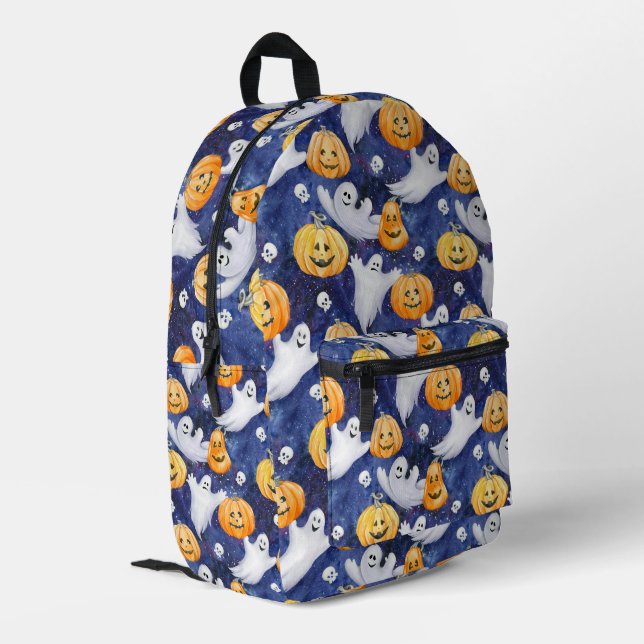 Halloween Watercolor Pattern Printed Backpack (Back Corner Left)