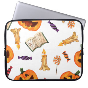 Halloween Watercolor: Seasonal Pattern Laptop Sleeve