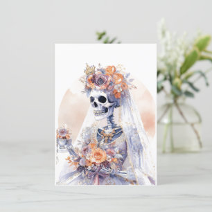 Halloween Watercolor Skeleton Card
