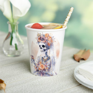Halloween Watercolor Skeleton Paper Cups