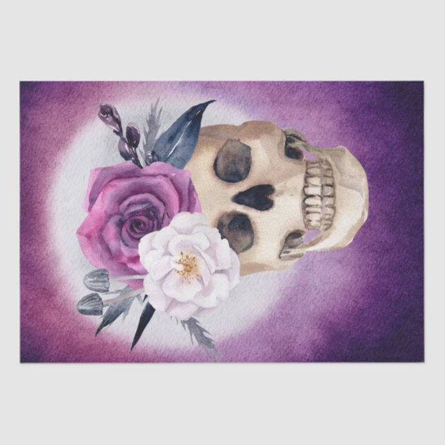 Halloween Watercolor Skull Tissue Paper (Front)