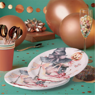 Halloween watercolour coquette Birthday Party  Paper Plate