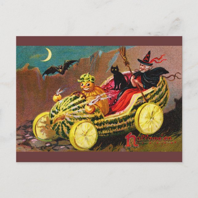 Halloween Watermelon Coach Postcard (Front)