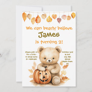 Halloween "We Can Bearly Believe He's Two" invite