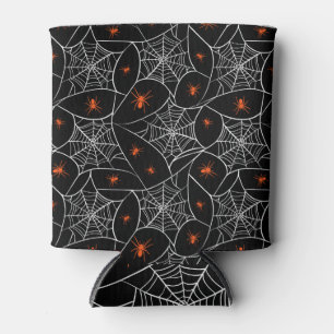 Halloween web and spiders background. can cooler