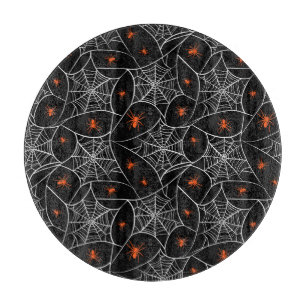 Halloween web and spiders background. cutting board