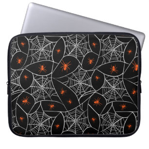 Halloween web and spiders background. laptop sleeve