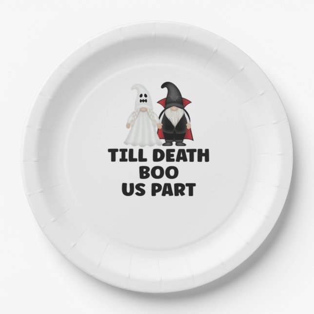 Halloween Wedding Anniversary - Till Death Boo Us  Paper Plate (Front)