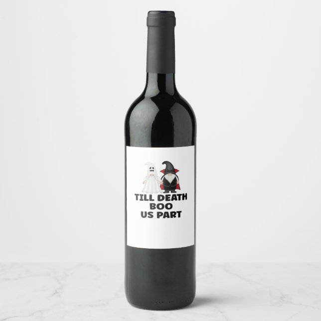 Halloween Wedding Anniversary - Till Death Boo Us  Wine Label (Front)