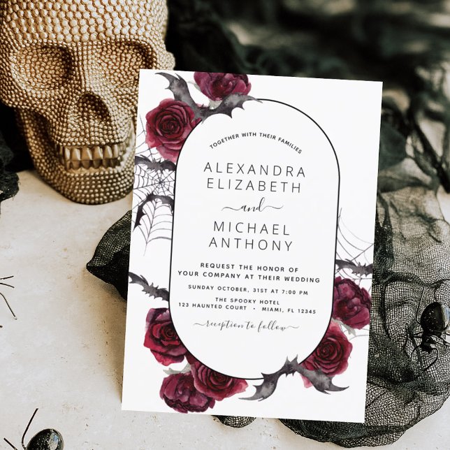 Halloween Wedding Autumn Fall Burgundy Invitation (Creator Uploaded)