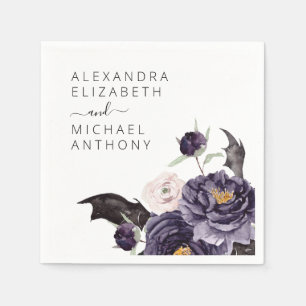 Halloween Wedding Autumn Fall Dark Purple Napkin