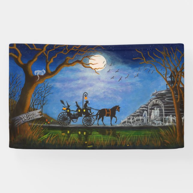 Halloween wedding banner, witch and wizard banner (Horizontal)