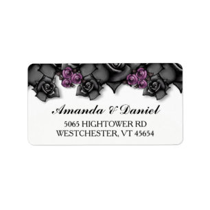 Halloween Wedding Black Purple Roses Address Label