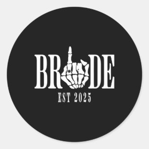 Halloween Wedding Bride Groom Skeleton Chelorette Classic Round Sticker
