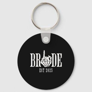 Halloween Wedding Bride Groom Skeleton Chelorette Key Ring