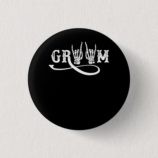 Halloween Wedding Bride Groom Skeleton Till Death  3 Cm Round Badge (Front)