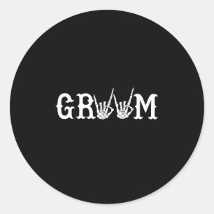 Halloween Wedding Bride Groom Skeleton Till Death Classic Round Sticker