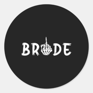 Halloween Wedding Bride Groom Skeleton Till Death Classic Round Sticker