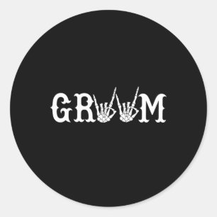 Halloween Wedding Bride Groom Skeleton Till Death Classic Round Sticker