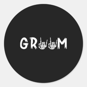 Halloween Wedding Bride Groom Skeleton Till Death  Classic Round Sticker