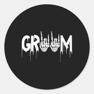 Halloween Wedding Bride Groom Skeleton Till Death Classic Round Sticker