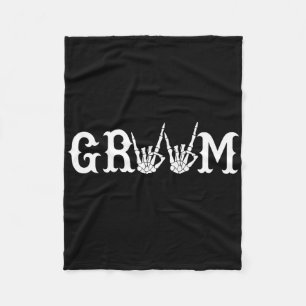 Halloween Wedding Bride Groom Skeleton Till Death Fleece Blanket