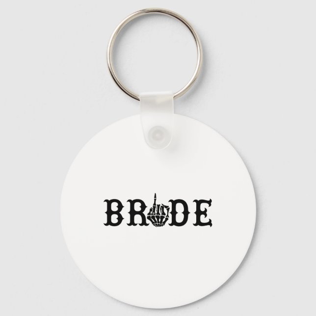 Halloween Wedding Bride Groom Skeleton Till Death  Key Ring (Front)